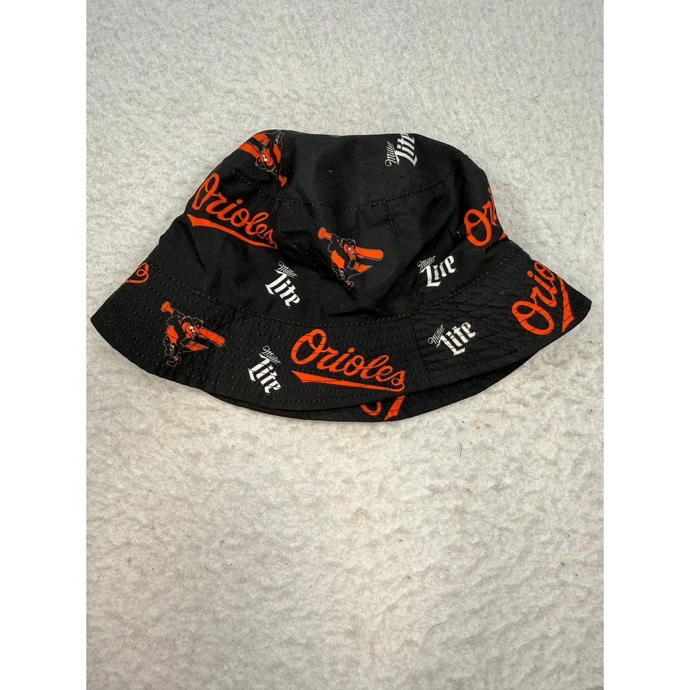Baltimore Orioles MLB Miller Lite Bucket Hat Black Orange All Over Print OSFM